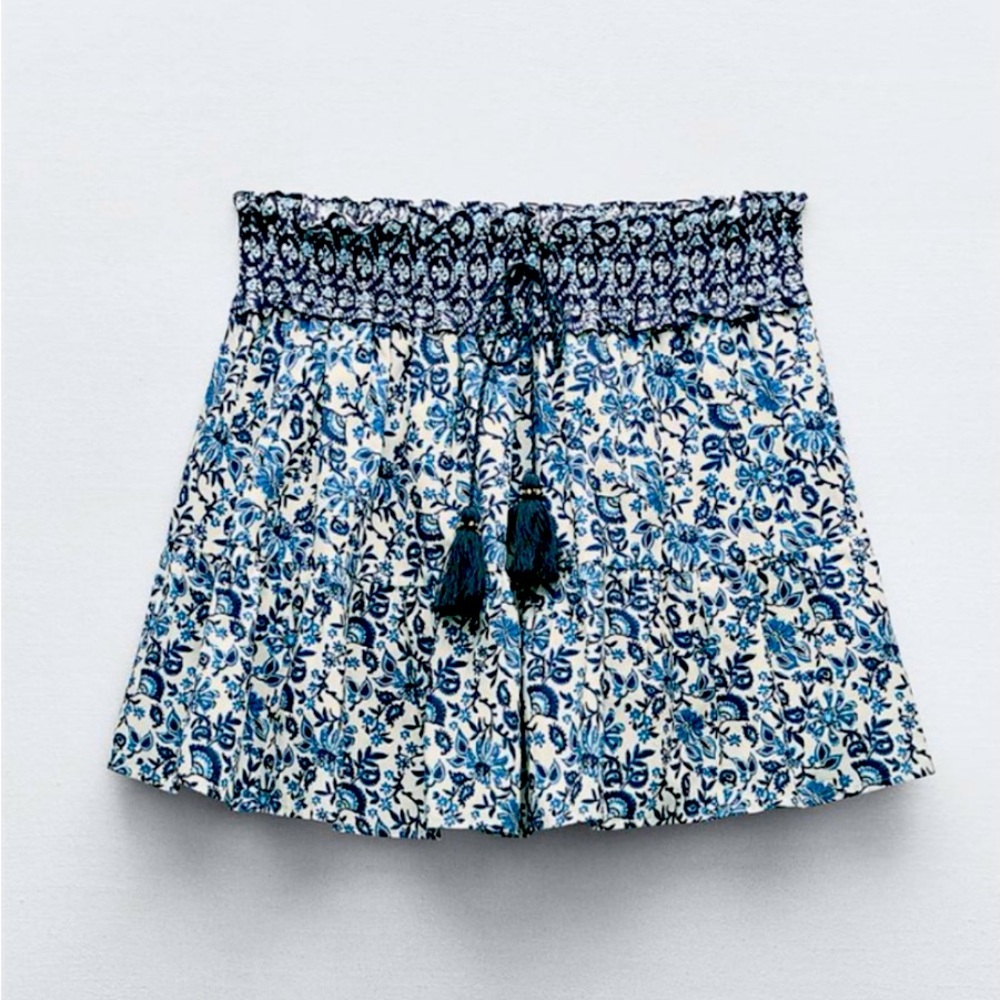 ZARA PRINTED ELASTIC WAIST SKORT